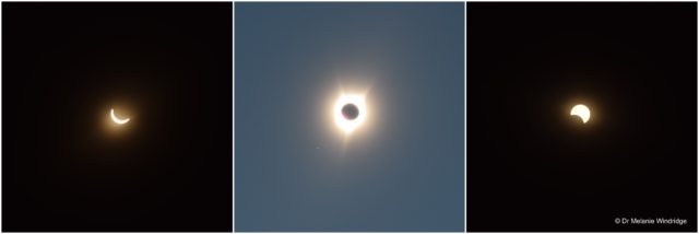 Solar eclipse triptych - partial, total, partial - 21st August 2017.