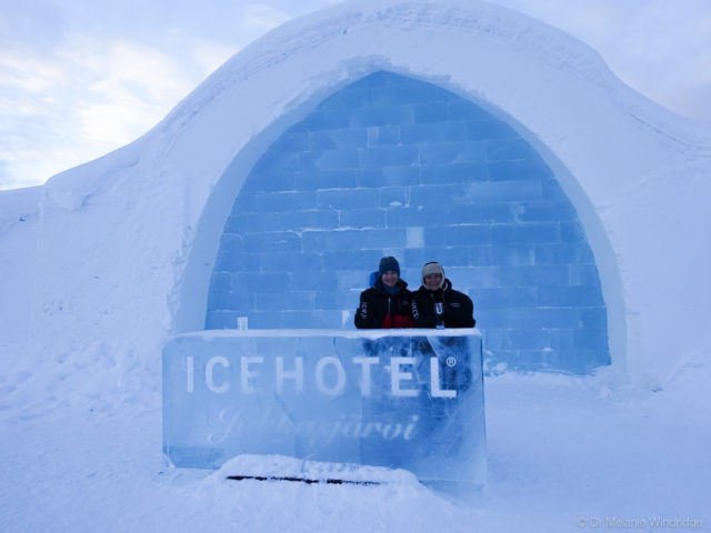 Me and my mother outside the Icehotel.