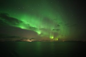 Northern lights seen from a Hurtigruten cruise in December 2018. Photo: Eva Stiegler
