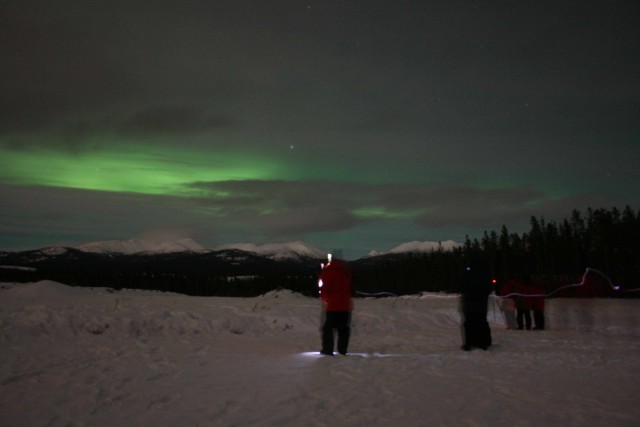 Watching the northern lights from Whitehorse, Canada.