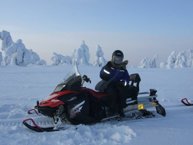 Out on a skidoo ride in Finnish Lapland.