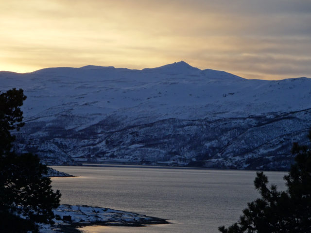 Haldde mountain, seen from across the fjord in Alta.