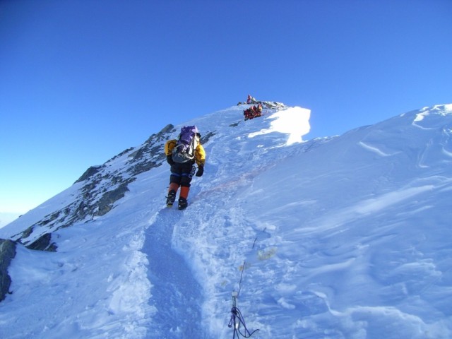 Caldwell Xtreme Everest team approaching the summit. Photo courtesy of Xtreme Everest.