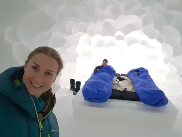 Me and my mum in our Icehotel Art Suite called Cumulus - a cloud room.