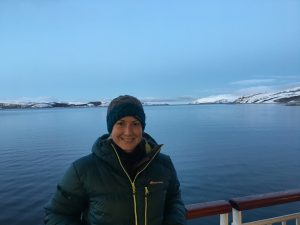 Melanie Windridge in Kirkenes Aurora Hurtigruten Astronomy cruise