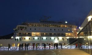 Hurtigruten Astronomy Voyage MS Finnmarken docked in Tromsø