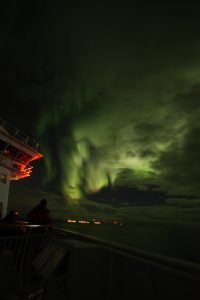 Northern lights seen from a Hurtigruten cruise in December 2018. Photo: Graham Bryant